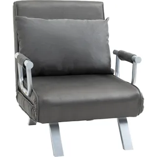 Homcom Schlafsessel 3-in-1 Kunstleder 65 x 80 x 69 cm Grau mit Kissen