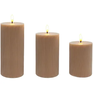 Relaxdays LED Kerzen 3er Set braun
