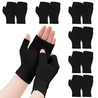 6 Paar Fingerlose Baumwollhandschuhe Neurodermitis (Schwarz)