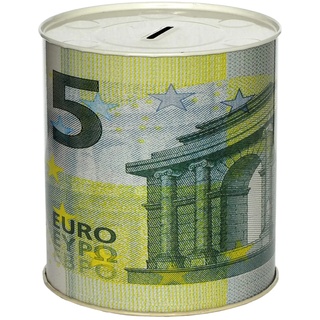 Spardose Geld Papier Münze Banknoten aus Metall nicht öffnen (5 Euro Banknote) 14 x 13 cm