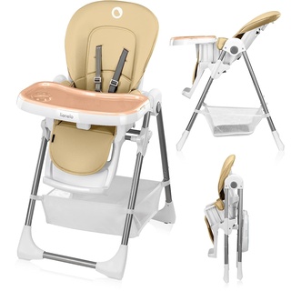 LIONELO Linn 2-in-1-Kinderhochstuhl, hoher, verstellbarer Stuhl, abnehmbares Tablett, rutschfest, 6 bis 36 Monate, 5-Punkt-Sicherheitsgurt, Belastbarkeit bis 15 kg (Beige)