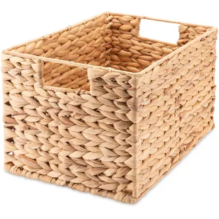 Decorasian Korb Aufbewahrung geflochten aus Wasserhyazinthe - Seegras rechteckig - 32cm