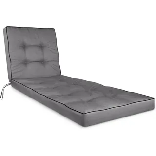 Aspero Sitzauflage Premium Garten-Liegenauflage Saragossa, Wasserdichte und weiche Outdoor Gartenliegenauflage grau
