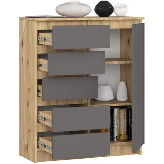 Akord Kommode 80 x 97 x 35 cm Eiche Artisan / Grau