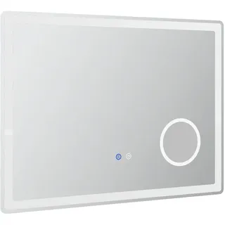 kleankin LED Badezimmerspiegel mit 3x Vergrößerung 80 x 60 cm