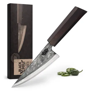 Black Chili Gemüsemesser | Griff: Ebenholz | 13 cm Carbonstahl Klinge | Extrem scharf und langlebig | Kochmesser für Gemüse | Küchenmesser klein & Schneidemesser | JALAPENO-13