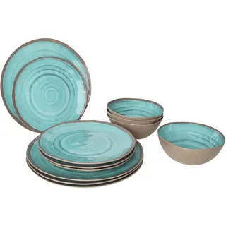 Bo-Camp Halo Geschirrset, 12-teilig, aqua