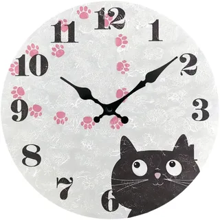 Fenteer Lustige Katzen-Wanduhr, Hängeuhr, Kunst, dekorative Bauernhaus-Dekorationswanduhr, geräuschlose Wanduhr für Wohnzimmer, Badezimmer, Stil b