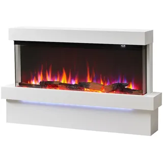 BALDERIA Elektrokamin Achilles L Base, Elektrischer Standkamin mit LED-Flamme und Heizfunktion, Weiss