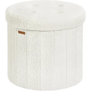 Songmics Runder Sitzhocker mit Stauraum Teddy-Fleece 65 L
