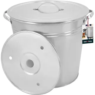 KOTARBAU® Einkochtopf groß mit Deckel & Zwischenboden 32l Stahl verzinkt Zinkeimer großer Kochtopf 25 Liter Suppentopf Gulaschkessel Kocheimer