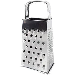 Vierkant Küchenreibe kompakt (ca. 18 cm) aus Metall in Silber 4 Reibearten