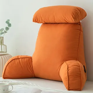 FEAW Lesekissen mit Armlehnen,Rückenkissen für Sofa,Bücherkissen Für Bett,mit Abnehmbarer Nackenrolle,Sitzstützkissen Zum Entspannen,Spielen,Lesen,Fernsehen