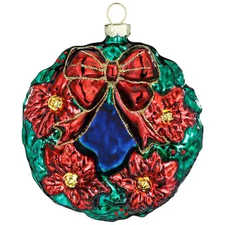 Holly & Jolly Weihnachtskranz Glas 9cm Christbaumschmuck Weihnachtskugeln Adventskranz bunt