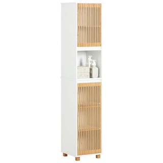 SoBuy Hochschrank BZR127 Badezimmerschrank Badregal Badschrank schmal Badezimmermöbel weiß