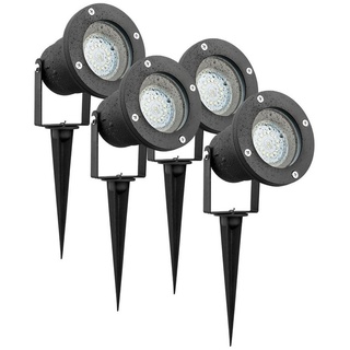 SEBSON Außen-Wandleuchte LED Gartenleuchte Erdspieß IP65 schwenkbar GU10 3,5W 300lm kaltweiß, Kaltweiß, Gartenleuchte mit Erdspieß und schwenkbarem Spot schwarz