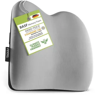 feela Sitzkissen Ergonomisches Kissen fürs Auto – Rückenstütze für gesundes Sitzen, Mehr Komfort auf langen Fahrten – entlastet Rücken & fördert Haltung silberfarben