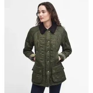 Barbour für Damen. LQU0471 Beadnell Polarquilt Jacke in Olivgrün (L), Lässig, Polyamid