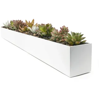 Buhbo Modern Steel Trough Rectangle Planter 32 inch, White