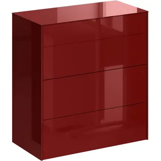 Mäusbacher Kommode, Kommode BHT 82/89/42 cm, Push to open, Front+Oberplatte=Glas rot