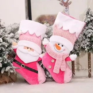 GISELA D 2 Stück Rosa Weihnachtsstrümpfe zum Befüllen, Nikolausstrumpf für Kinder und Erwachsene, Weihnachtsdeko zum Aufhängen