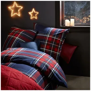 Traumschlaf Aspen Karo Baumwolle Navy/Rot 155 x 220 cm + 80 x 80 cm
