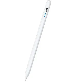 OKWISH Eingabestift Stift Stylus Pen Touchstift Pencil Touchscreen f. Apple iPad 2018-2023 (Hochpräzise Handflächenerkennung 3 LED-Anzeige Neigungsempfindlich) Magnetisches Pen Kompatibel mit iPad iPad Pro iPad Mini iPad Air weiß