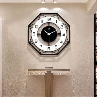 JIUJIUDA Wanduhr Groß Modern Schwarz für Wohnzimmer Holz ohne Tickgeräusche