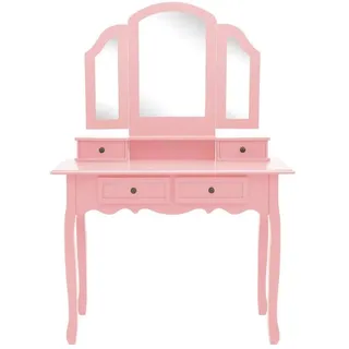 vidaXL Schminktisch-Set mit Hocker Rosa 100x40x146 cm Paulownia-Holz