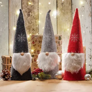 3x Weihnachts-Wichtel für die Weihnachtsdeko - rot/grau/schwarz