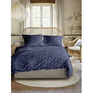 IRISETTE Easy Worthing Seersucker Blau 155 x 220 cm + 80 x 80 cm