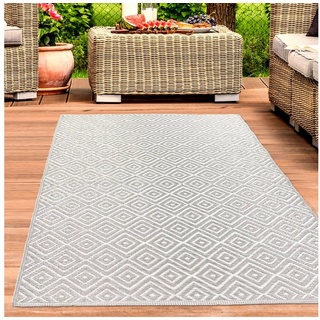 Outdoorteppich Stilvoller Outdoor-Teppich mit klassischem Rautenmuster in grau, Carpetia, rechteckig grau|weiß 240 cm x 340 cm