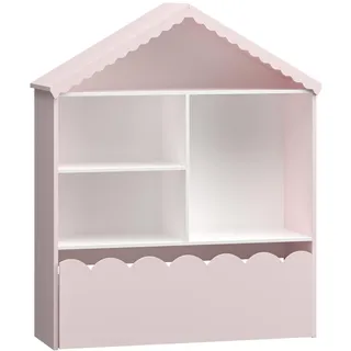 [en.casa] Kinderregal Vestnes 114 x 91 x 30 cm Holz massiv rosa-weiß