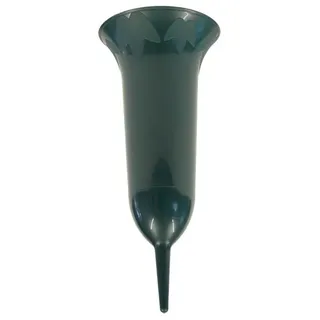greemotion Grabvase Grün, Steckvase 1,3L, Vase für Grab 42cm, Grabdeko Kunststoff, Blumenvase für Grab, Trauerschmuck Blumen-Vase, robuste Friedhofsvase, witterungsbeständiger Grabschmuck