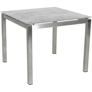 Greemotion Bistrotisch Sydney Edelstahl Glaskeramikplatte ca. 90 x 74 x 90 cm Silber/Grau
