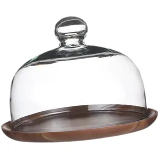 Milageto Tortenständer aus Holz mit Deckel, Tortenständer, Tablett, dekorativer Tortenhalter, Tortenplatte für Süßigkeiten, Käse, Muffins, Geburtstagsparty, 18cm Deckel