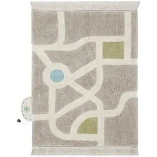 Lorena Canals Eco-City Kinderteppich 120 x 170 cm Blau/Grau/Rot