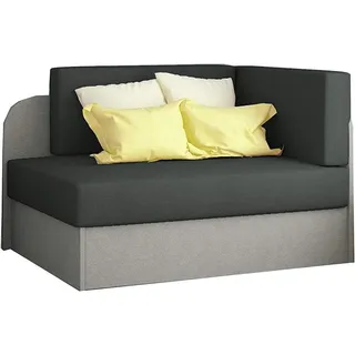 MOEBLO Kindersofa RAISA, Schlafsessel Couch für Kinderzimmer Kindersofa Jugendsofa, mit Schlaffunktion und Bettkasten grau|grün