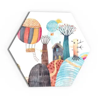 DEQORI Magnettafel 'Illustration für Kinder', Whiteboard Pinnwand beschreibbar bunt 55 cm x 47.6 cm