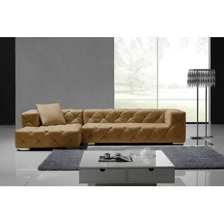 Xlmoebel Ecksofa Leder-Wohnlandschaft im Chesterfield-Stil in L-Form, Ecksofa, Hergestellt in Europa braun