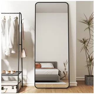 Hopibath Spiegel groß für Wohnzimmer Schlafzimmer Flur Garderobe Hotel (Ganzkörperspiegel Schwarz Rechteckig, Weiß Oval, 140x40, 160x40, 150x50, 180x80), Alurahmen, 4 Installationsmethoden schwarz Rechteckig | 80 cm x 180 cm x 2 cm