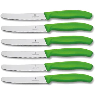 Victorinox 6er Set Tomatenmesser Tafelmesser Küchenmesser Swiss Classic Grün