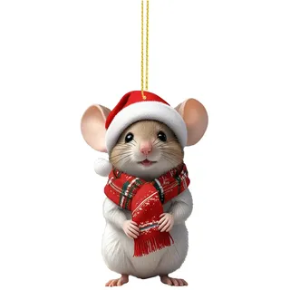 Weihnachtsmäuse Deko Acryl Weihnachtsschmuck Mäuse Weihnachtsdeko Christmas Decorations Mäuse Weihnachten Baumschmuck Weihnachtsdekoration für Zuhause, Auto Lustige Weihnachtsbaum Dekoration