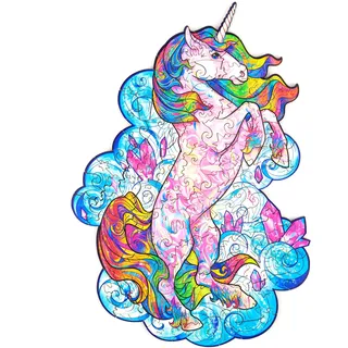 UNIDRAGON Holzpuzzle für Erwachsene - Inspiring Unicorn Puzzle - 103 Teile | Small 18 x 24 cm - Einzigartig geformte Puzzleteile - Lasergeschnittenes Holz - Holzgeschenkbox
