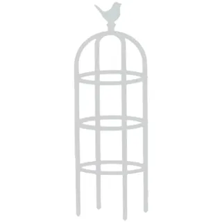 Obelisk Rankhilfe, Rankobelisk Metall+Kunststoff, 85-205cm Hoch Garten Rankhilfe Pflanzenstütze, Kletterturm mit Vogelkopfschmuck, Drinnen Draußen Tomatenkäfig Topfpflanzenständer(Weiß,D 20x H 65cm)