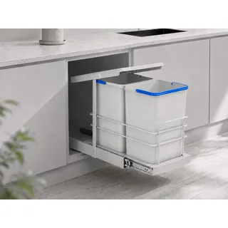 Roomart Einbaumülleimer Einbau-Mülleimer Küche ausziehbar 2×12L Mülltrennsystem Unterschrank, 2×12L Mülltrennung, Einbau Unterschrank, ausziehbar, in 2 Farben grau