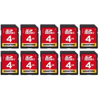 GIGASTONE 4GB SD-Karte 10er-Pack, SDHC Class 4 Speicherkarte für Foto, Video, Musik, Sprachaufnahmen, DSLR-Kameras, Camcorder, Recorder, PC, Mac und POS-Systeme (Packung mit 10 Stück)