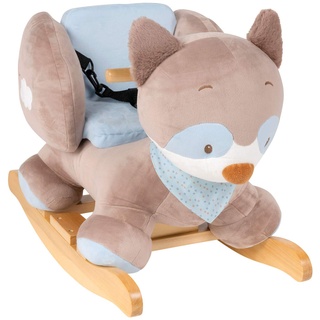 Nattou Schaukeltier Waschbär Bob, 60 x 30 x 45 cm, Jim und Bob, Grau/Blau/Weiß