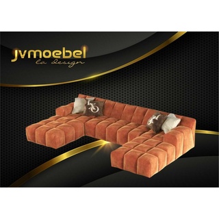 JVmoebel Ecksofa, Design Chesterfield Samt Modernes Ecksofa U-Form Wohnlandschaft orange
