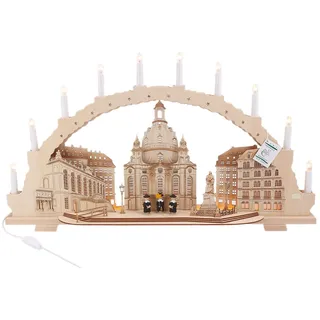 SCHENK HOLZKUNST Tietze Schwibbogen mit Frauenkirche LED